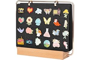 Pacmaxi Pin Display Organizers, Brooch Pin Holder, Enamel Pin Display Pages for Store 180+ Pins, Pin Collection Storage Calendar Wooden Stand with 6 Pages (Not Include Any Accessories) (Color)