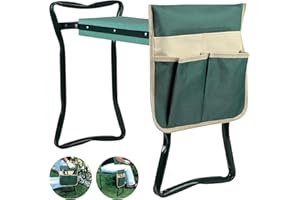 PULNDA Foldable Garden Kneeler and Seat, Gardening Bench for Kneeling and Sitting, Garden Helper Seat with Tool Pocket, Eva Soft Foam Pad for Kneeling and Seating, Gifts for Women Men Seniors Gardener