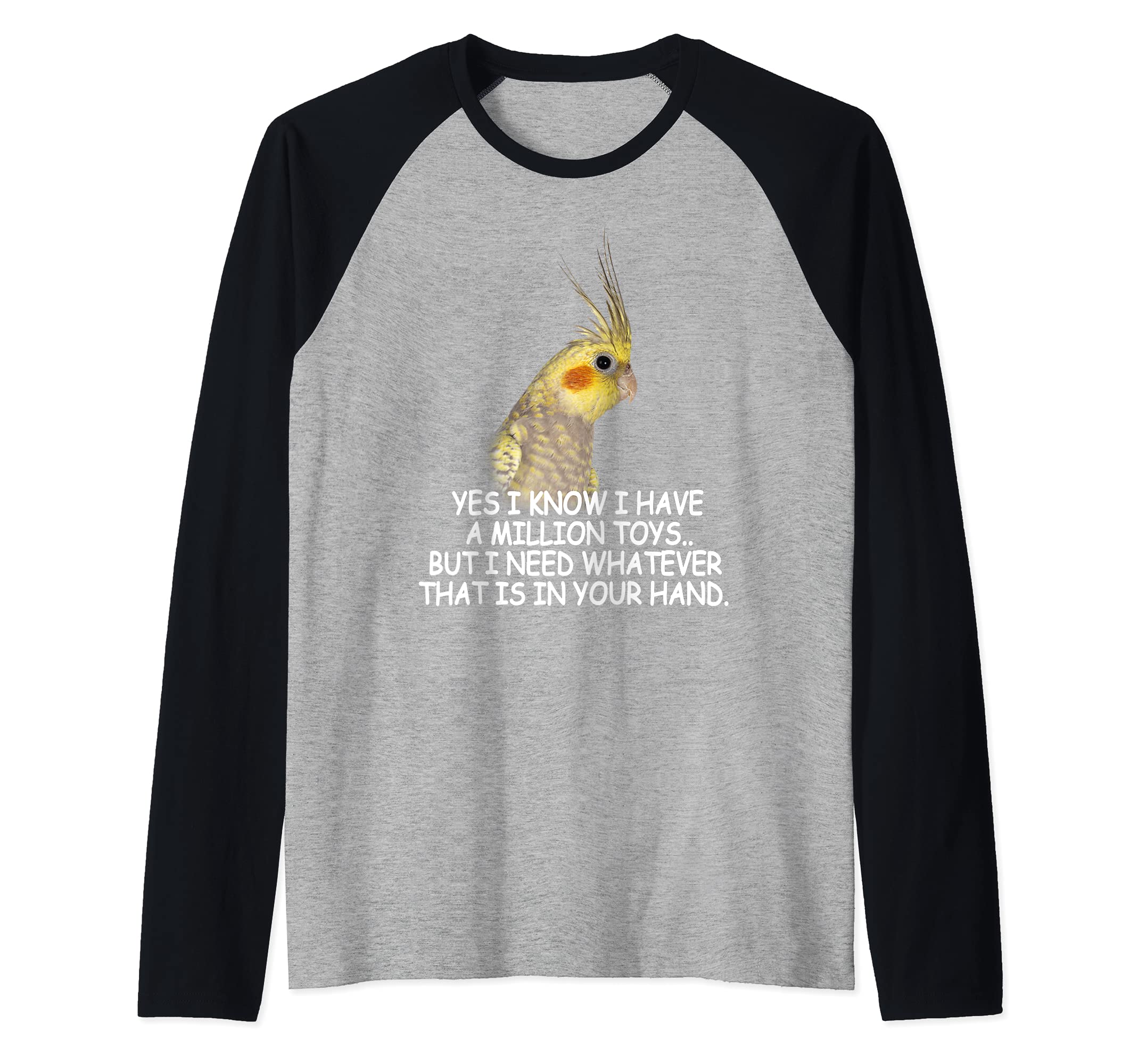 COCKATIEL Birds Funny Cockatiels Design Million Toys Raglan Baseball Tee