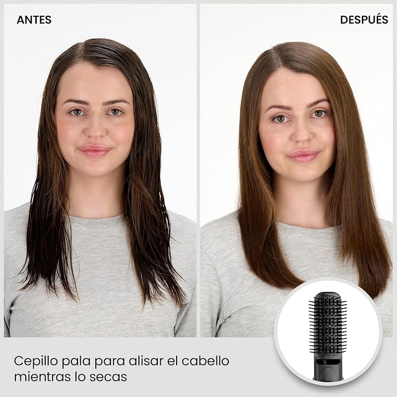 Escova de ar BaByliss Smooth Finish 1200 com 4 acessórios, para adicionar volume, modelação e suavização, 3 configurações de temperatura, tecnologia iônica, AS122E.