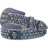 MUKINGBELTS Men Women Rhinestone Belt Western Luxury Strap Studded Skull Diamond Belt Fashion Cowboy Cowgirl Bling Belts