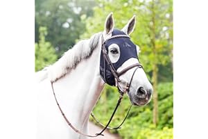 FENWICK EQUESTRIAN Fenwick Liquid Titanium Buckle Closure Therapeutic Horse Mask, Calming Far Infrared Therapy Mask Made with Breathable 4-Way UV Blocking Stretch Fabric (Medium)