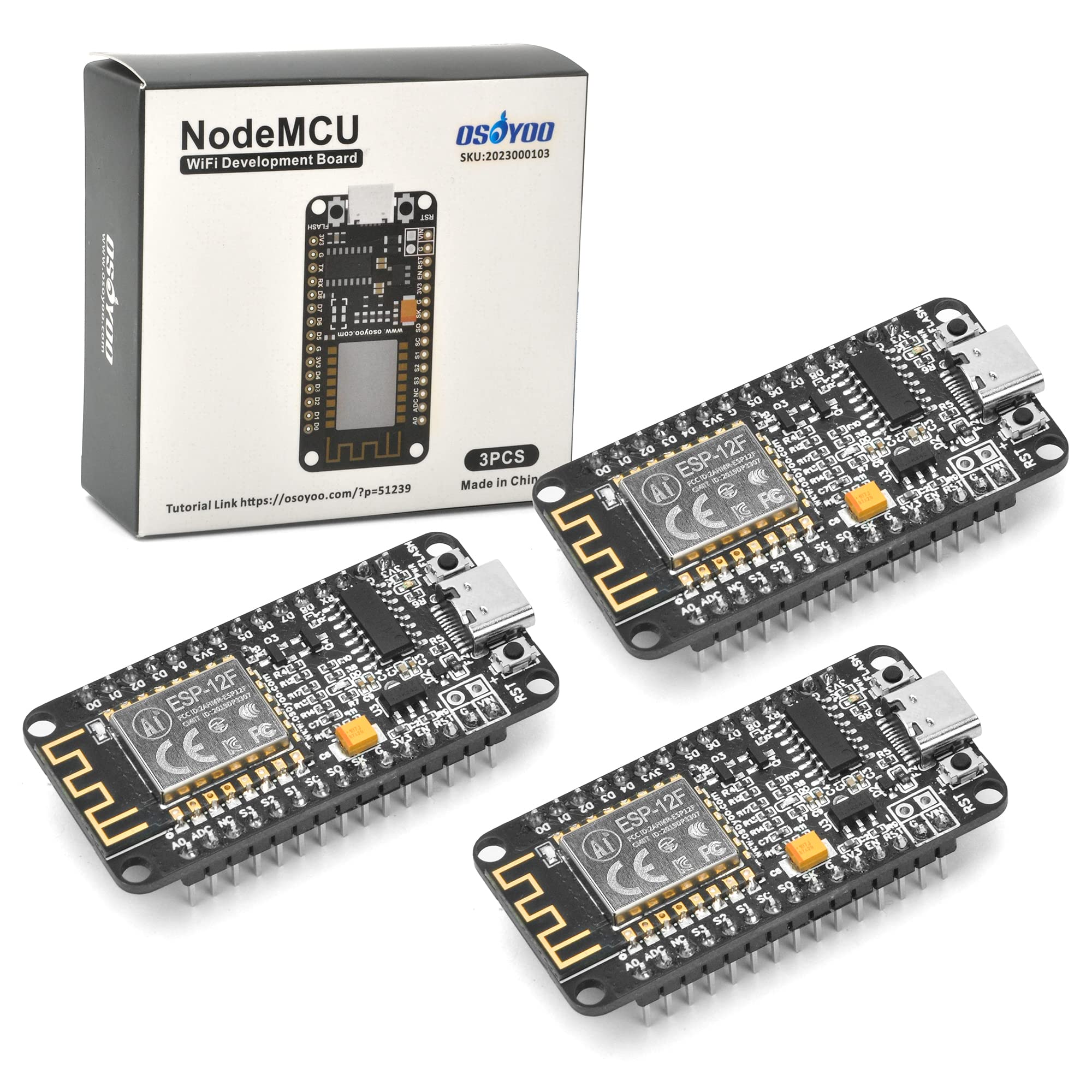 OSOYOO NodeMCU WiFi Development Board with USB-C interface for Arduino IDE/Micropython