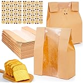 30 Pcs Paper Bread Bags for Homemade, Sourdough Bread Bags and Paper Bakery Bag with Window for Baked Food Packaging Storage,