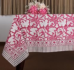 Ridhi -Deep Pruce Red Cotton Tablecloth, Handblock