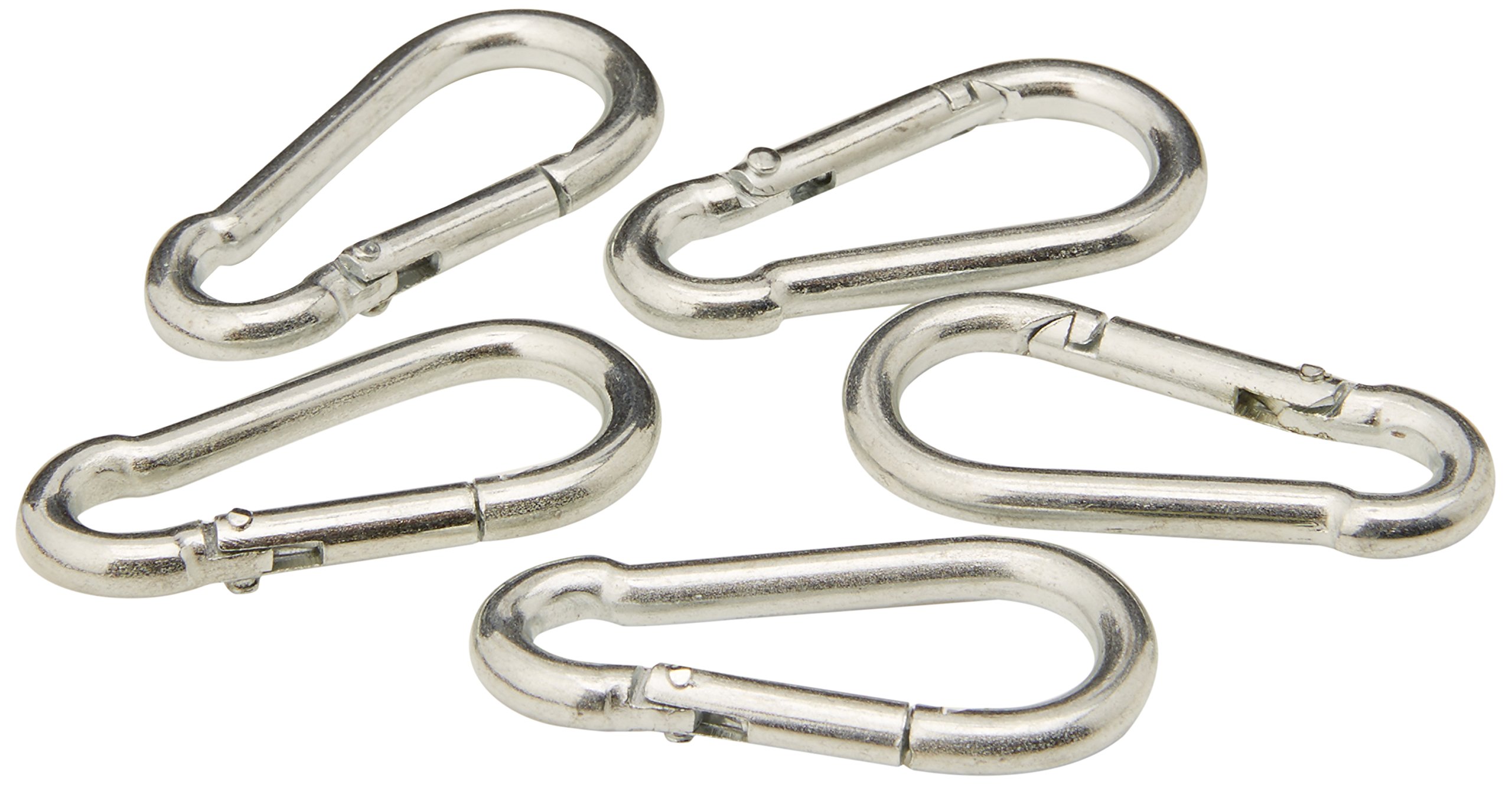 Merriway BH04249 (5 Pcs) M4 Bright Zinc Plated Steel Carabiner Snap Hook, 5/32 inch - Pack of 5 Pieces