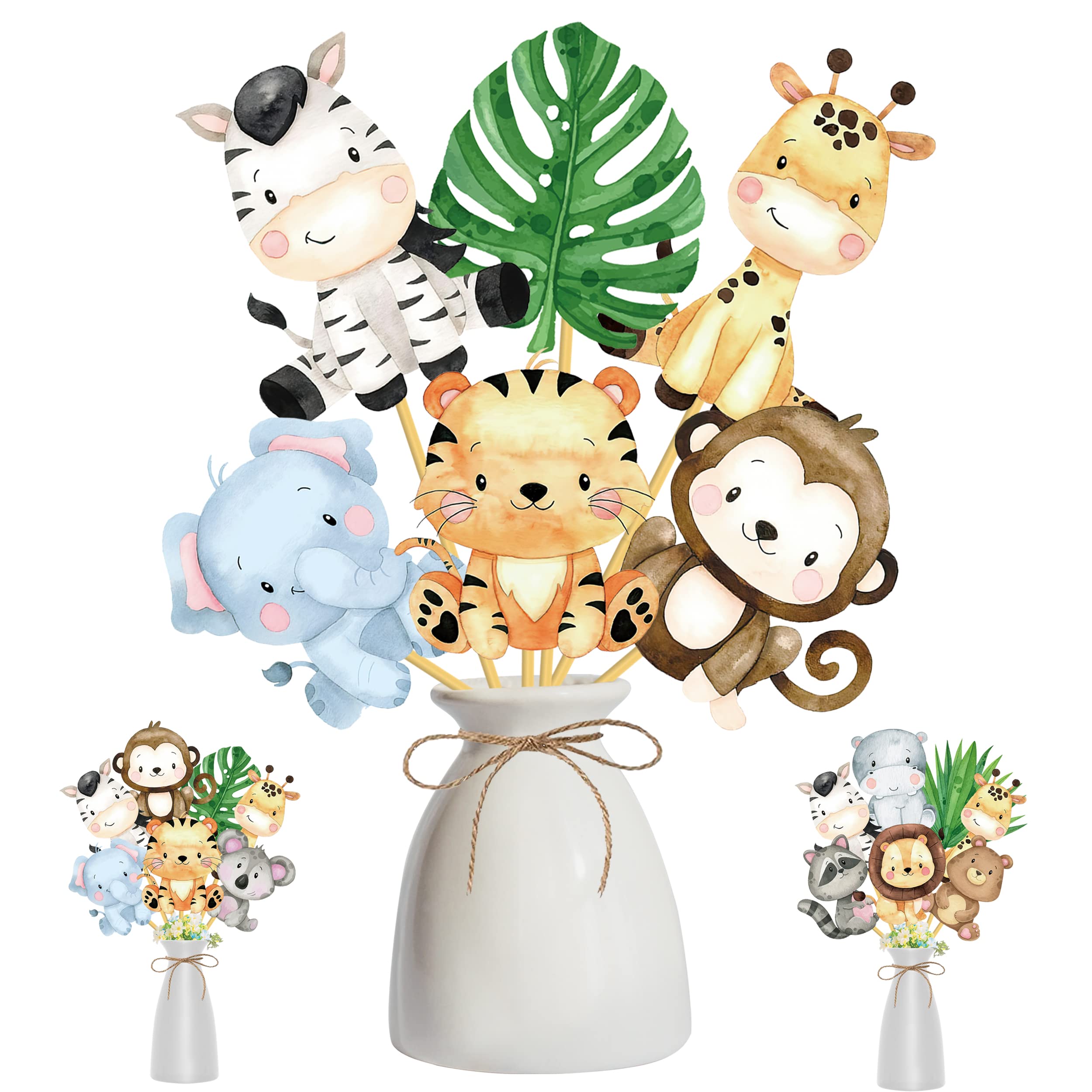 Photo 1 of 24Pcs Jungle Animals Centerpiece Sticks Safari Animal Table Toppers for Jungle Birthday Party Zoo Animals Baby Shower Supplies Safari Party Decoration