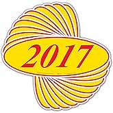 EZ-Line Oval Model Windshield Year Stickers for Car Windows Red and Yellow Large Vinyl Dealership Supplies 1 Dozen Pro Pack (2017)