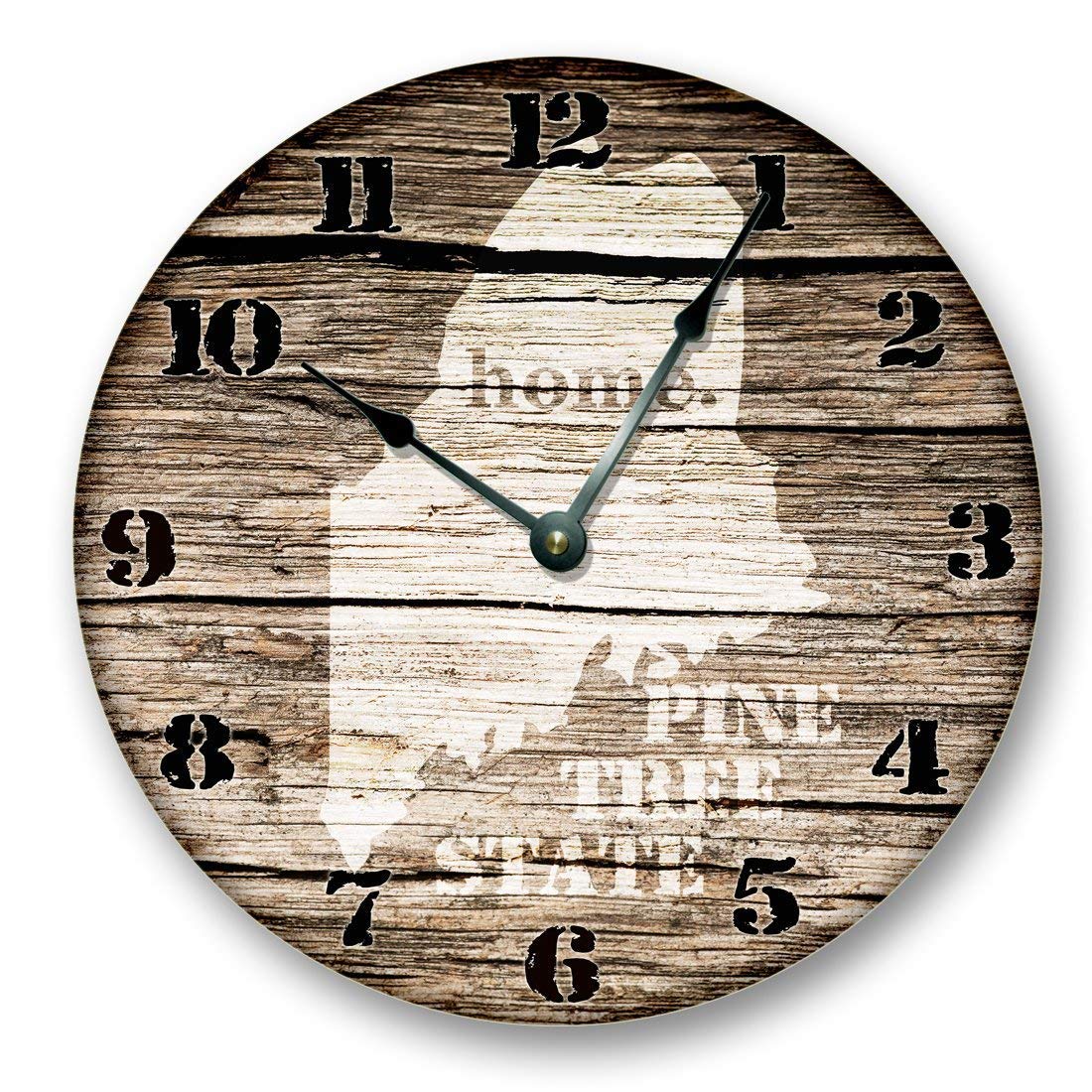 Amazon Com Fancy This Maine State Wall Clock Old Weathered Boards