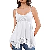 TAIPOVE Lace Camisole Tops for Women Peplum Spaghetti Strap Tank Baby Doll V Neck Sleeveless Cami Going Out Shirts