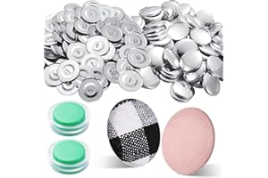 RAITEN 100 Sets Cover Buttons Kit with Tools - Size 45/1.1 Inch DIY Fabric Cloth Cover Buttons with Wire Backs