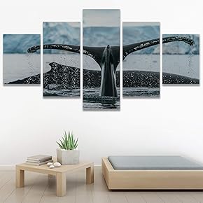 SIGNWIN 5 Panel Canvas Wall Art Colorful Fish...