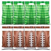 Tyqour 60 PCS Football Gift Bags Football Goodie Bags Brown Green Handle Football Party Bags Football Theme Sports Birthday Party Favors Supplies for Candy Snack Cookie Treat Gift