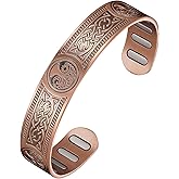Jecanori Copper Magnetic Bracelets for Men and Women–Upgraded Oval Magnets-Adjustable Cuff Bangles