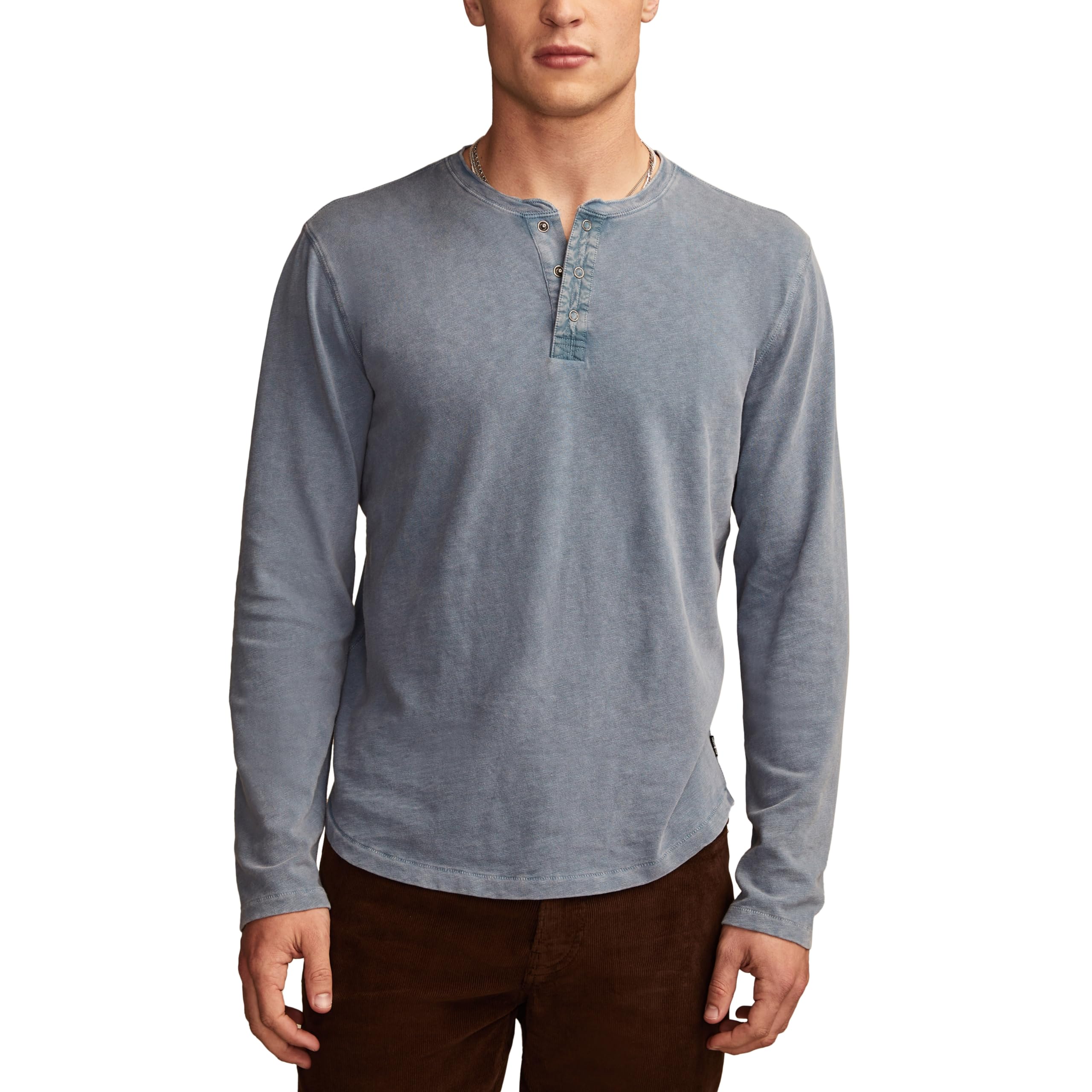 Lucky Brand Men’s Weekend Slub Jersey Long Sleeve Henley, Provincial Blue