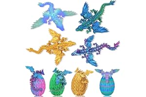 4Pack 3D Printed Dragon Eggs, 4 Colour Dragon Egg with Dragons Inside, Flexible Articulated Fidget Animals Toys for Adults Co