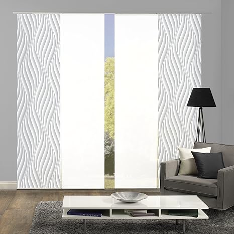 wohnfuehlidee 4er-Set Flächenvorhang, Deko blickdicht, JENNIFER, Höhe 245 cm, 2x Dessin grau/2x uni weiß blickdicht