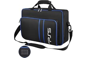 Cownmca Carrying Case for PS5, Travel Carry Case Bag for Playstation 5 Console, Portable Storage Bag Compatible for Disc & Digital Edition with Controllers, Game Cards and Other Accessories, Black