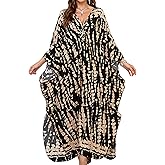 Yanziliu Women Kaftan Dresses Plus Size V-Neck Batwing Sleeves Beach Cover Up 2025 Summer Floral Print Caftan Dress