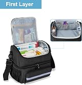 CURMIO Double Layer Medicine Storage Bag Family First Aid Organizer Black view 2