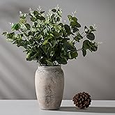 PORCER 8.2 Inch Ceramic Vase, Terracotta Rustic Vase Farmhouse Decorative Vase Boho Decor, Ceramic Vases for Home Decor, Living Room, Entryway, Floor, Holiday Wedding Christmas New Year Gifts - Gray