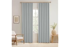 KangBang Extra Wide Pinch Pleated Blackout Curtains 84 Inch Length 2 Panels Set, Thermal Insulated Linen Curtains & Drapes fo