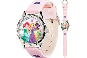 ACCUTIME Disney Princess Time Teacher Watch for Kids – Easy Analog Time Learning, Colorful Princess Design, Adjustable Strap