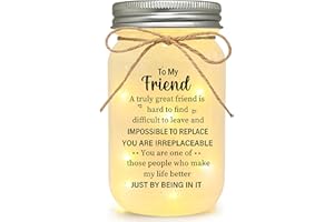 LE XIAOXI Best Friend Birthday Gifts for Women, Friendship Mason Jar Night Lights, Christmas Mother's Day Birthday Gifts for Friends Women Bestie BFF
