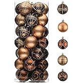 Valery Madelyn Christmas Ornaments Set, 35ct 2 Inches Brown Copper Gold Shatterproof Christmas Tree Decorations, Luxury Hanging Ball Ornaments Bulk for Xmas Holiday Party Decor