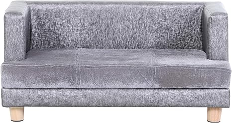 Pawhut Canape Chien Lit Pour Chien Chat Avec Accoudoirs Coussin Moelleux Pieds Bois Massif Dim 68 X 41 X 32 Cm Revetement Synthetique Gris Amazon Fr Animalerie