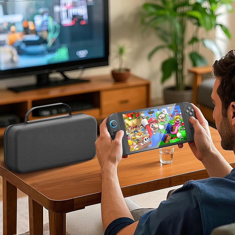 Funda Compatible con Nintendo Switch 2 Consola, Funda de Transporte Dura para Nintendo Switch 2, Funda Protectora con Almacenamiento para 20 Juegos, Consola y Accesorios, Color Negro