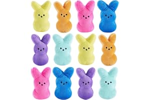 PERUKOYO 12PCS Easter Plush Easter Bunny Plush Toys Easter Basket Stuffers Ideas for Teens Toddler Boy Girl(multi-12color)