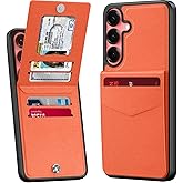Bemal for Samsung Galaxy S24 Plus Wallet Case, Built-in Card Holder, RFID Blocking, PU Leather Kickstand, Magnetic Closure, Durable Shockproof Phone Cover for Women Men, Orange