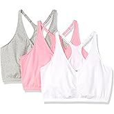 Fruit of the Loom Women's 90011 Shirred Front Racerback Sports Bra-3 Pack,Grey,White,Blue,Gem,Mint,Neon,Pink,Red,Black,32to46