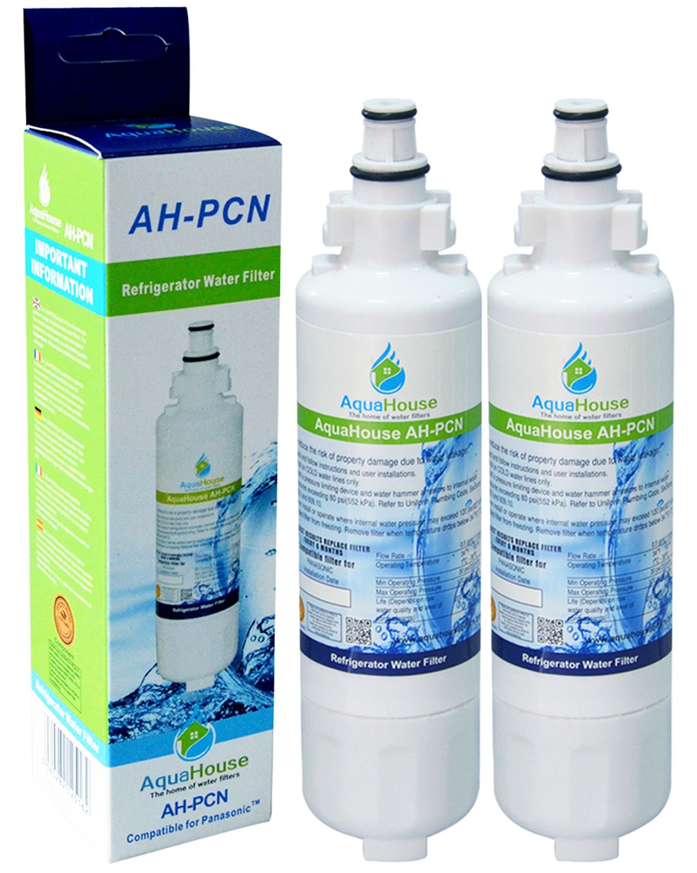 2X AH-PCN Compatible for Panasonic Water Filter CNRAH-257760, CNRBH-125950 Fridge Freezer Water Filter