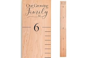Headwaters Studio Wooden Growth Chart – Kids Height Chart, Wall Measurement for Kids, Height Chart for Wall, Growth Ruler for Children – Our Growing Family, Natural (63"x6.7")