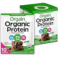 Orgain Organic Plant Based Protein Powder Travel Pack, Creamy Chocolate Fudge - 6g of Fiber, No Dairy, Gluten, Soy or…