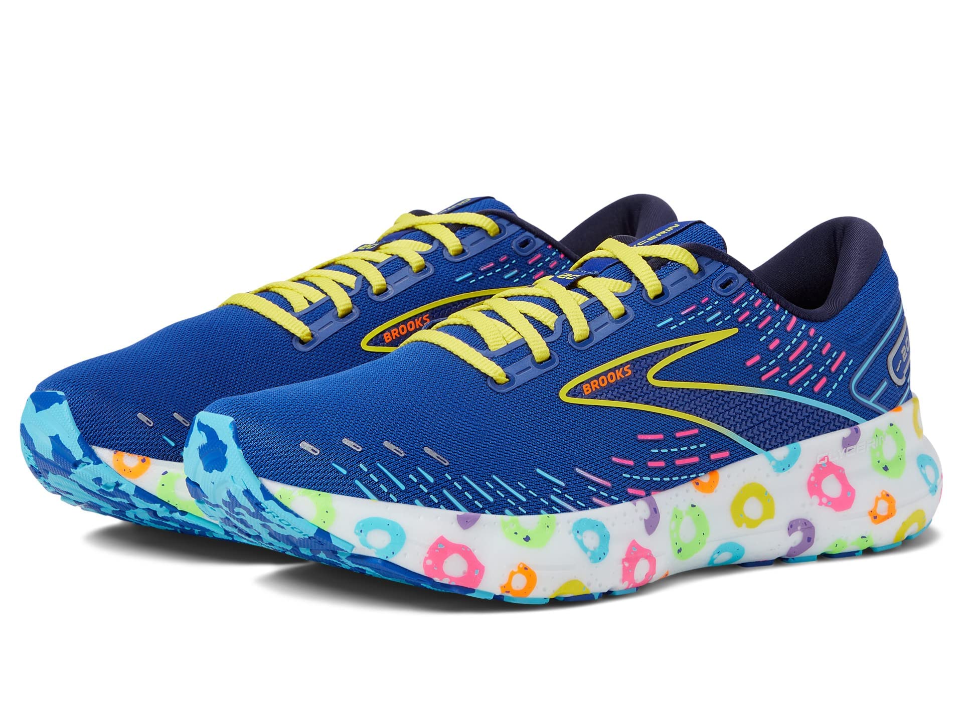 Brooks Men's Glycerin 20 Neutral Running Shoe - Blue/Peacoat/Yellow - 7.5 Medium Image