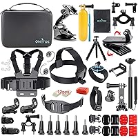 QMetos 53-in-1 Sports Action Camera Accessories Essentials kit for GoPro Hero 8 Max 7 6 5 4 3 2 Session 5 4, Hero7 Black, DJI OSMO, Akaso V50Pro 4k, Ek7000, SJCAM SJ4000,5000, SJ5000X Elite, Yi Lite