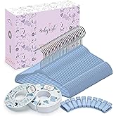 Babyrish Velvet Baby Hangers with 10x Clips and 8X Dividers (30 Pack) | 11” Ultra-Slim Baby Clothes Hangers | Non-Slip Felt | Space-Saving Nursery & Infant Closet Organizer | Blue