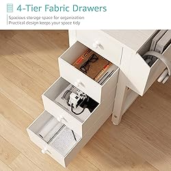 Lufeiya White L Shaped Computer Desk with Drawers