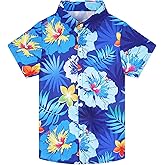 SEAOYOZO Boy's Hawaiian Shirt Short Sleeve Casual Button Down Beach Aloha Shirt Kids Summer Luau Hawaii Shirts 5–14 Years