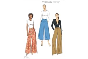 VOGUE PATTERNS Vogue V9361E5 Very Easy Women's Semi-Fitted Pants Sewing Patterns, Sizes 14-22, White