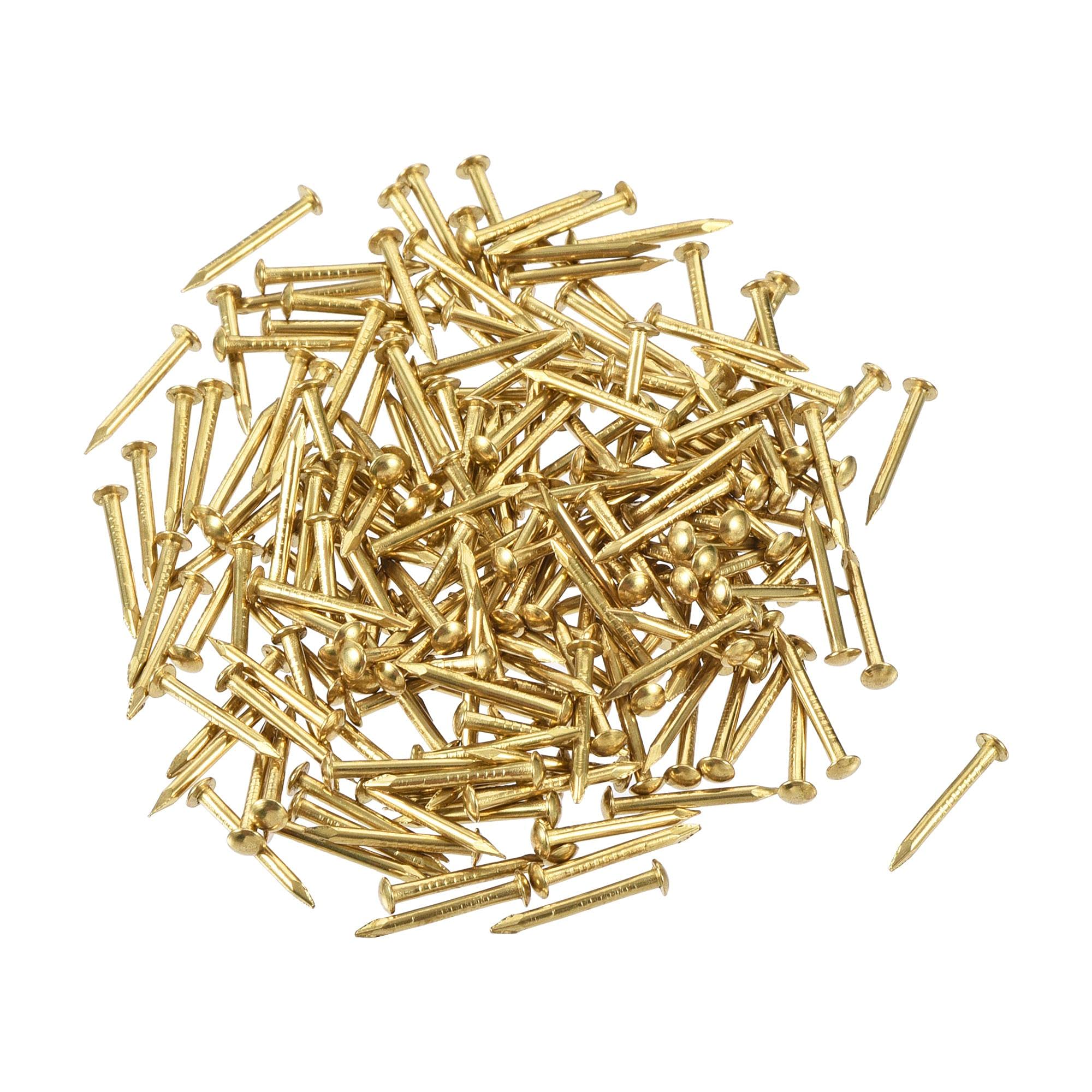 sourcing map Small Tiny Hardware Brass Nails 1.2mmx12mm(DXL) for DIY Wooden Boxes Accessories 200pcs