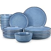 vancasso ANYA 18 Pieces Plates and Bowls Set, Blue Dinnerware Sets, Reactive Glaze Dishes Set for 6, Ceramic Dishware Sets Kitchen Dinner Set, Microwave & Dishwasher Safe