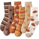 Plush Slipper Socks Women - Colorful Warm Fuzzy Crew Socks Cozy Soft for Winter Indoor