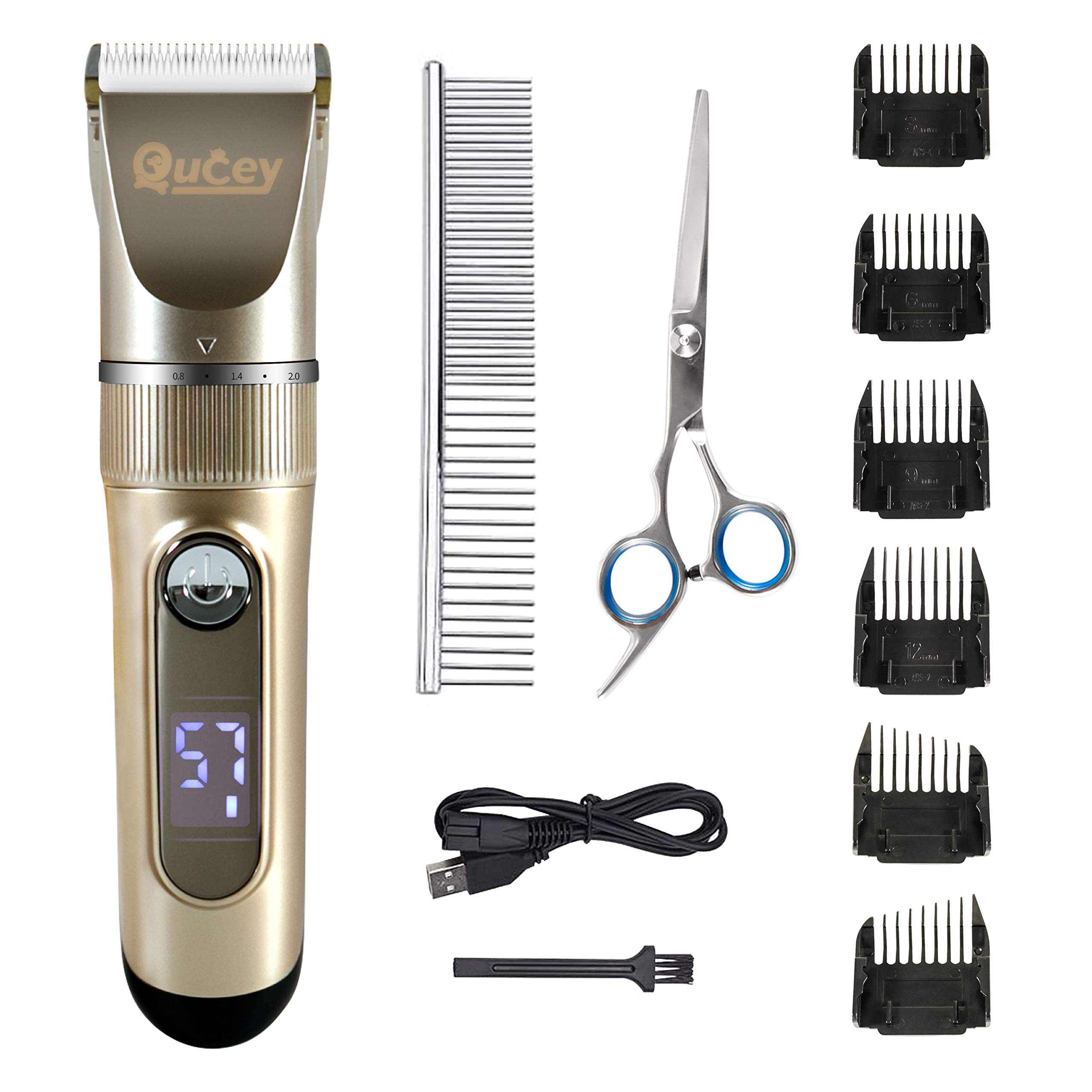 QuceyDog Shaver Clippers, Rechargeable Cordless Dog Grooming Kit, Low Noise Electric Pets Hair Trimmers Shaver Shears for Dogs and Cats