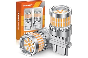 SEALIGHT Turn Signal Light Bulbs, 3157 LED Bulb Amber, 700% Brighter 3157A 3156 3057 4157 LED Bulb 57-SMD LED Chipset with Projector Len & Load Resistor for Turn Signal Light, Parking Light, 2Pcs