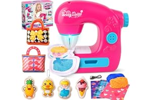 TUZT Mini Sewing Machine Toy Kit for Kids Beginners, 22pcs Portable Electric Sewing Machine with Sewing Kit, Light and Finger Guard, Birthday Christmas Gift for Kids Girls 4-12
