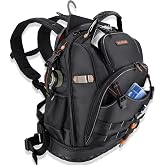 WELKINLAND 77-Pockets Electricians Tool Backpack, Tool Backpack For Men | Hard Bottom HVAC Tools Bag Backpacks, Heavy-Duty Electrician Tool Backpack, Large Contractor Backpack, Tool Backpack HVAC